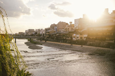 View of cityscape at sunset