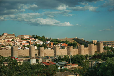 High angle view of townscape against sky