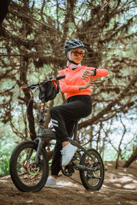 Boy riding bicycle