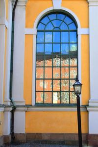 View of building through window