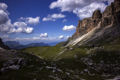 Scenic view of rocky mountains against sky