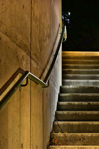 Low angle view of steps at night