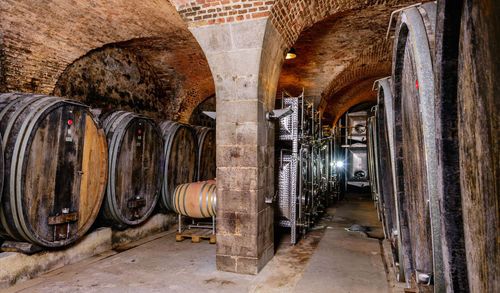 View of empty bottles in row