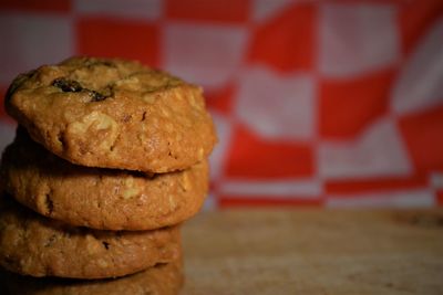 Close-up of cookies on table