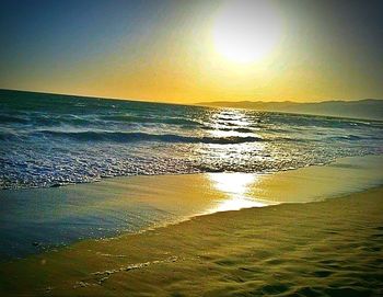 Scenic view of sea at sunset