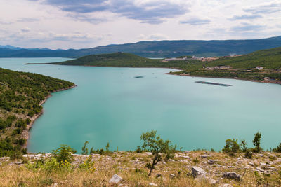 Scenic view of lake against sky