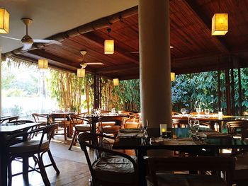 Empty chairs in restaurant