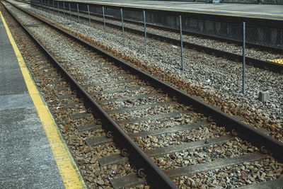 High angle view of railroad station platform