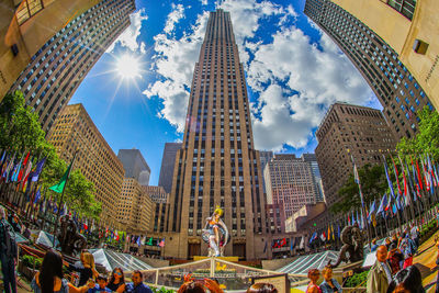 Low angle view of buildings in city