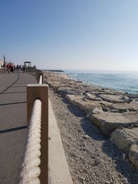 Scenic view of sea against clear sky