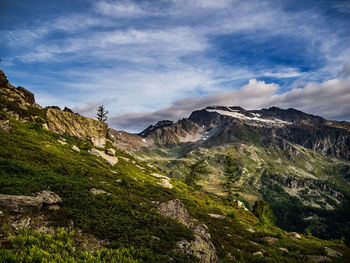 Scenic view of mountains against sky