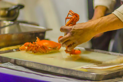 Close-up of hand holding food