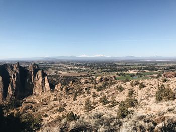 Scenic view of mountains against clear sky