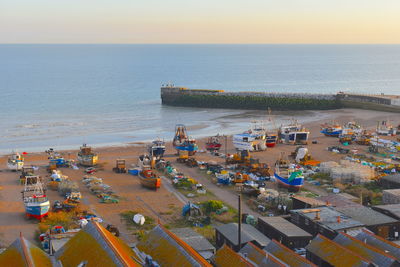 High angle view of sea against sky