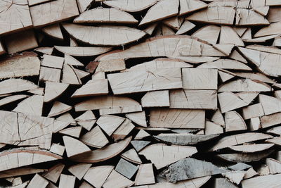 Full frame shot of stacked logs