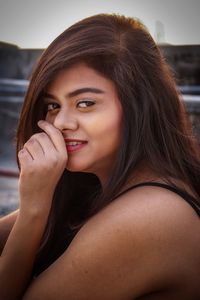 Close-up portrait of a young woman