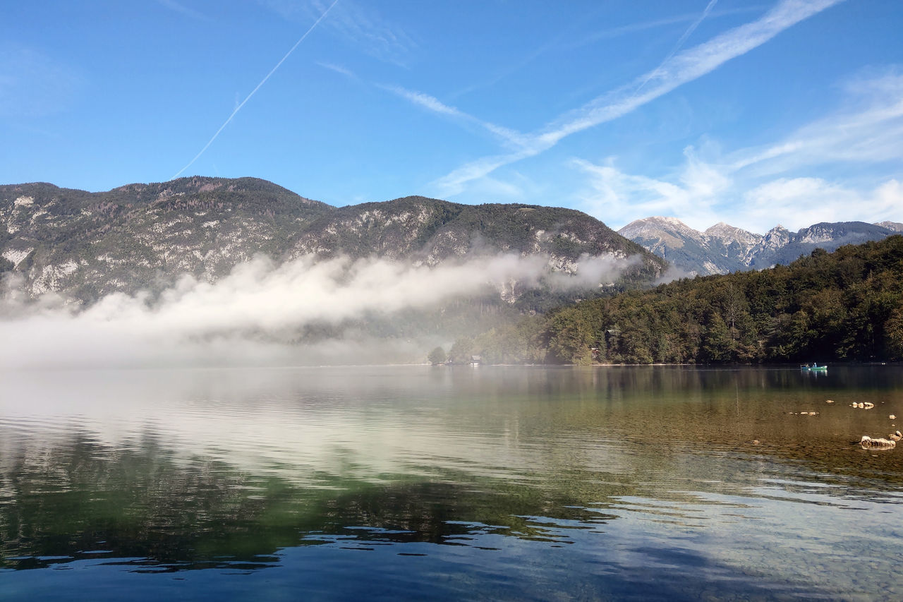 SCENIC VIEW OF LAKE AGAINST MOUNTAINS
