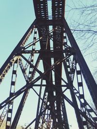 Low angle view of railway bridge against sky