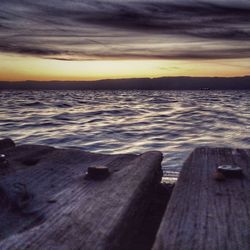 Scenic view of sea at sunset