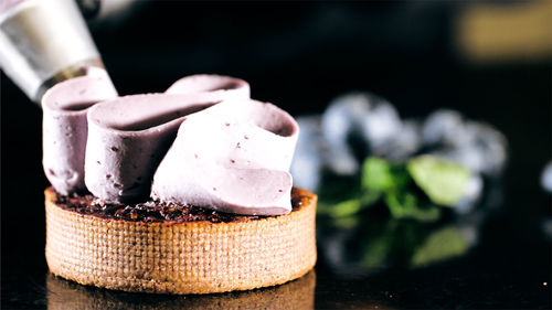 Close-up of ice cream on table