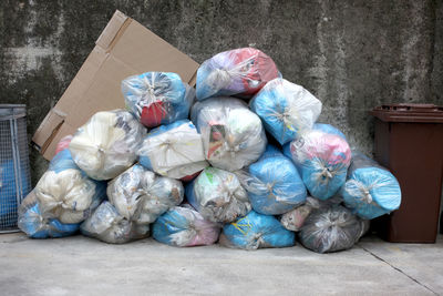 High angle view of garbage on floor