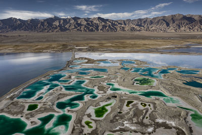 Scenic view of snowcapped mountains and lake against sky