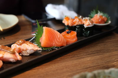 Close-up of sushi on plate