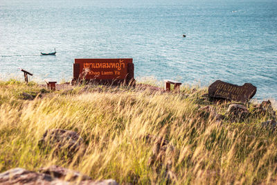 View of text on beach