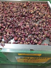 High angle view of vegetables for sale in market