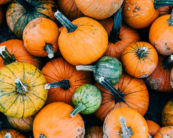 Full frame shot of pumpkins for sale at market