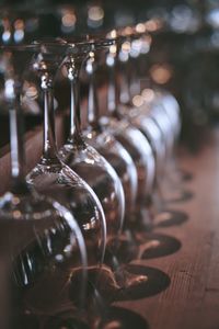 Close-up of glass bottle on table