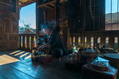 Man working on table