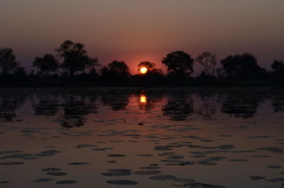 Scenic view of sunset over lake