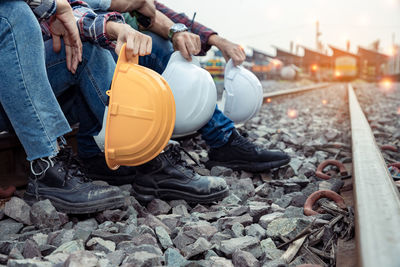 Low section of people at construction site