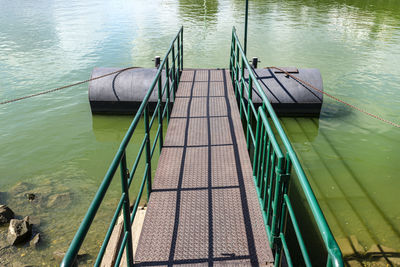 High angle view of pier over lake