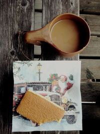 Directly above shot of tea cup on table