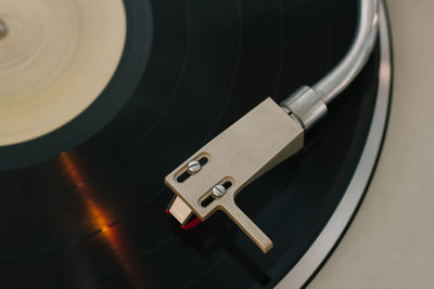 High angle view of turntable