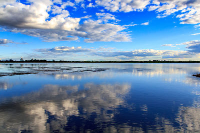Scenic view of lake against sky
