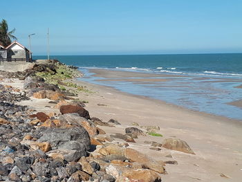 Scenic view of sea against clear sky