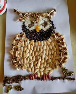 High angle view of bread in plate on table