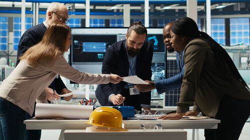 Business colleagues working in office