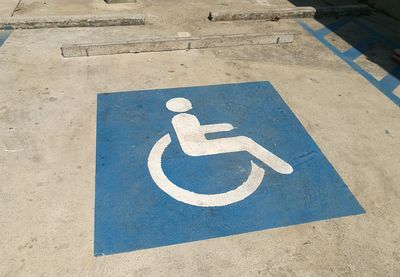 High angle view of wheelchair sign