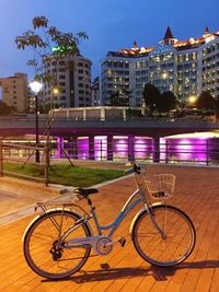 Bicycle in city at night