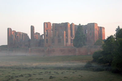 View of buildings against clear sky