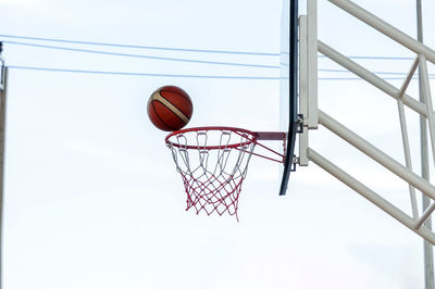 Low angle view of basketball hoop against sky