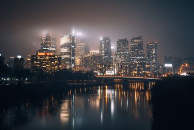 Illuminated city at night