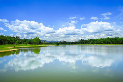 Scenic view of lake against sky