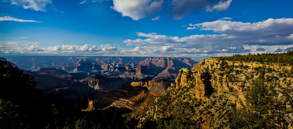 Panoramic view of landscape against cloudy sky