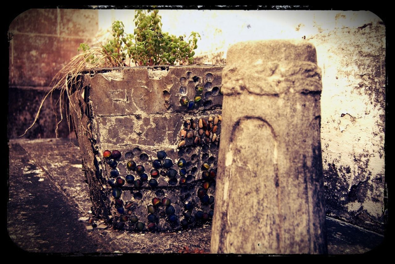 transfer print, auto post production filter, old, abandoned, architecture, built structure, obsolete, damaged, wall - building feature, weathered, deterioration, run-down, stone wall, building exterior, brick wall, indoors, wall, house, ruined, day