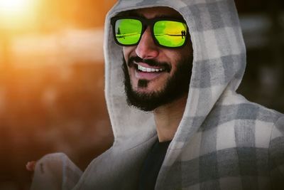 Close-up of young man wearing sunglasses